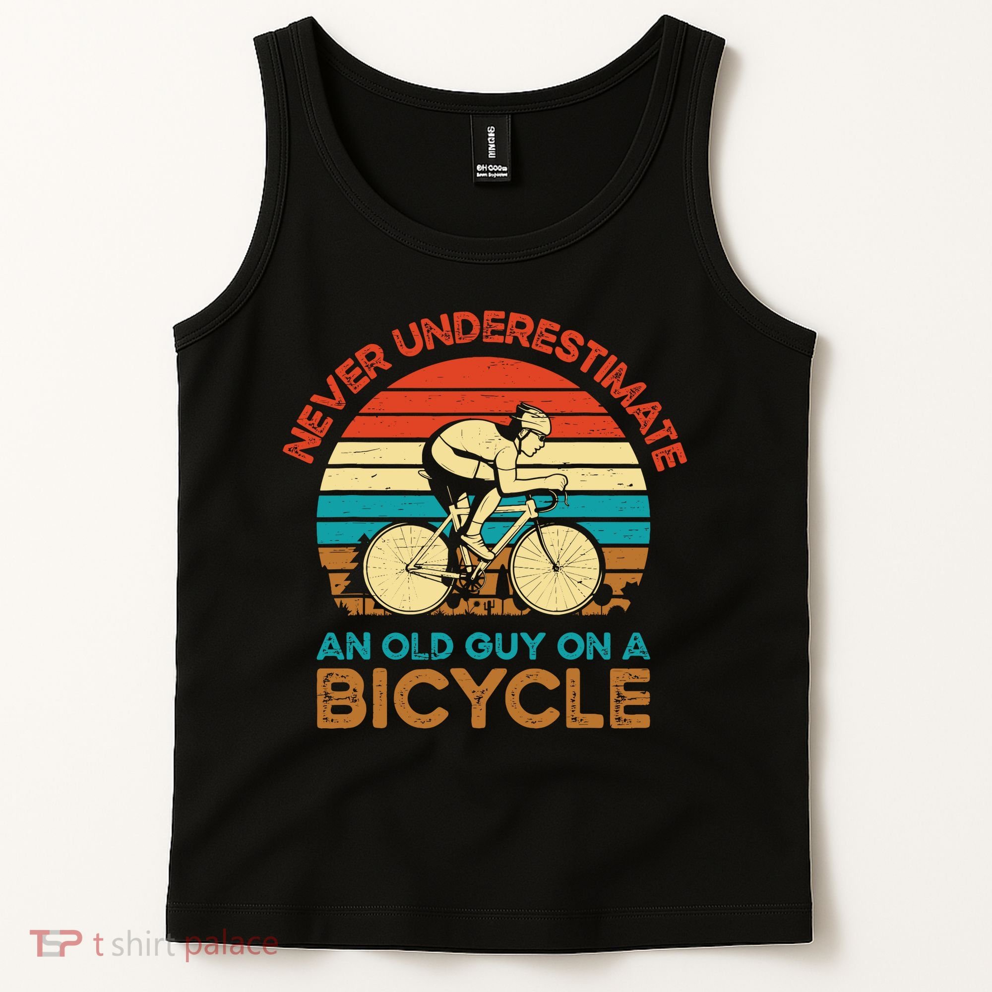 Never Underestimate An Old Guy On A Bicycle Cycling Tank Top