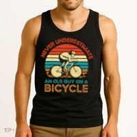 Never Underestimate An Old Guy On A Bicycle Cycling Tank Top thumb 3