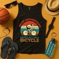 Never Underestimate An Old Guy On A Bicycle Cycling Tank Top thumb 4