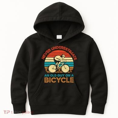 Never Underestimate An Old Guy On A Bicycle Cycling Kids Hoodie