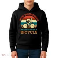 Never Underestimate An Old Guy On A Bicycle Cycling Kids Hoodie thumb 4