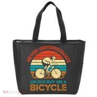 Never Underestimate An Old Guy On A Bicycle Cycling Tote Bag thumb 0
