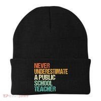 Never Underestimate A Public School Teacher Harris Walz 2024 Beanie thumb 0