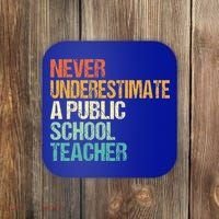 Never Underestimate A Public School Teacher Harris Walz 2024 Coaster thumb 0