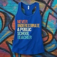 Never Underestimate A Public School Teacher Harris Walz 2024 Women's Tank Top thumb 3