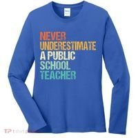 Never Underestimate A Public School Teacher Harris Walz 2024 Women's Long Sleeve Shirt thumb 0