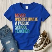 Never Underestimate A Public School Teacher Harris Walz 2024 Women's T-Shirt thumb 3