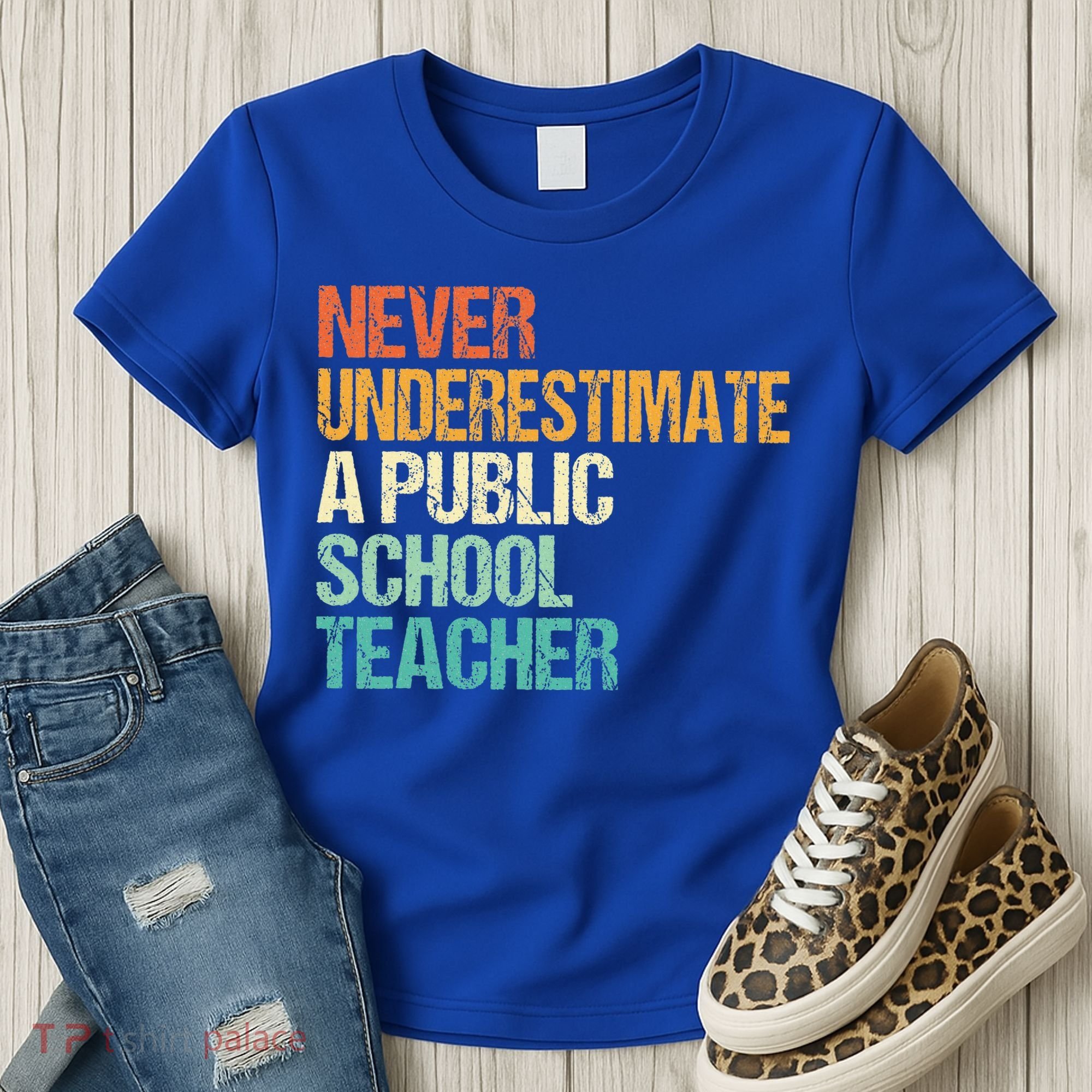 Never Underestimate A Public School Teacher Harris Walz 2024 Women's T-Shirt