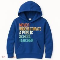 Never Underestimate A Public School Teacher Harris Walz 2024 Kids Hoodie thumb 0