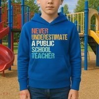 Never Underestimate A Public School Teacher Harris Walz 2024 Kids Hoodie thumb 2