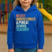 Never Underestimate A Public School Teacher Harris Walz 2024 Kids Hoodie thumb 3