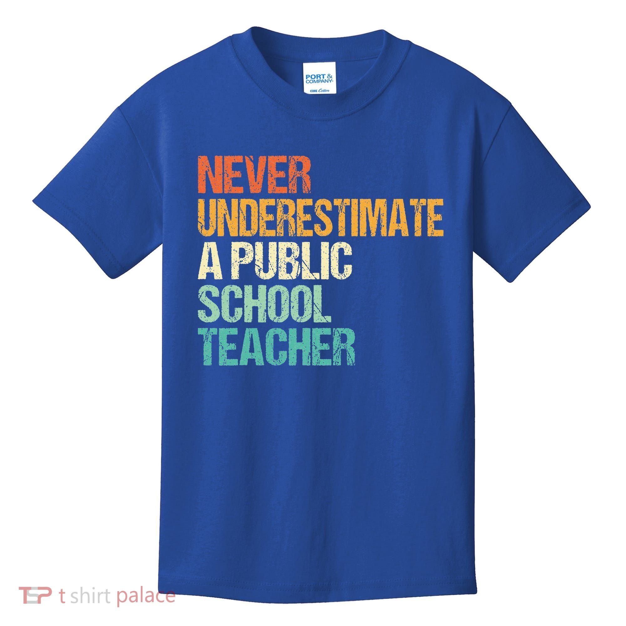 Never Underestimate A Public School Teacher Harris Walz 2024 Kids T-Shirt
