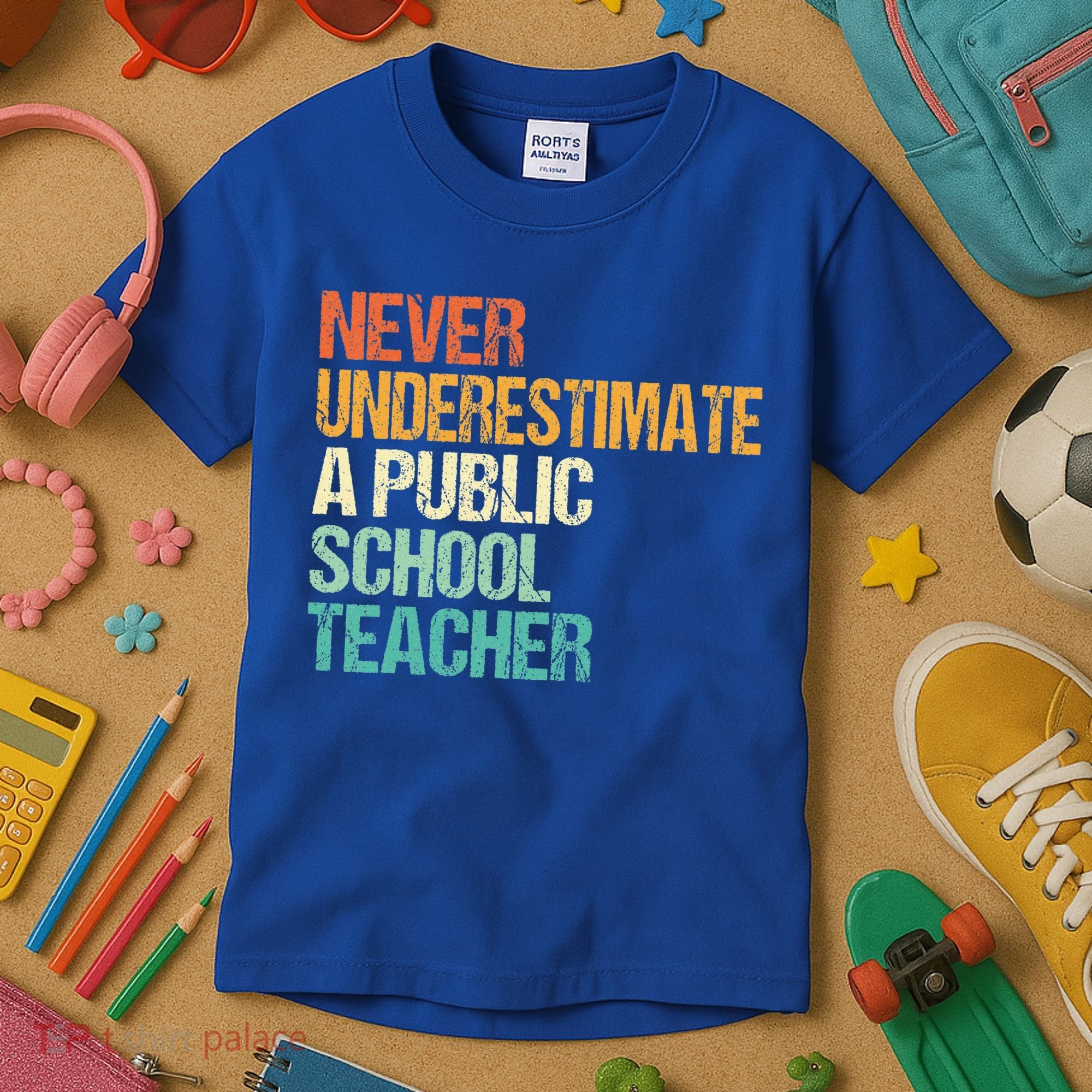 Never Underestimate A Public School Teacher Harris Walz 2024 Kids T-Shirt
