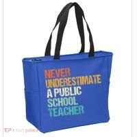 Never Underestimate A Public School Teacher Harris Walz 2024 Tote Bag thumb 2