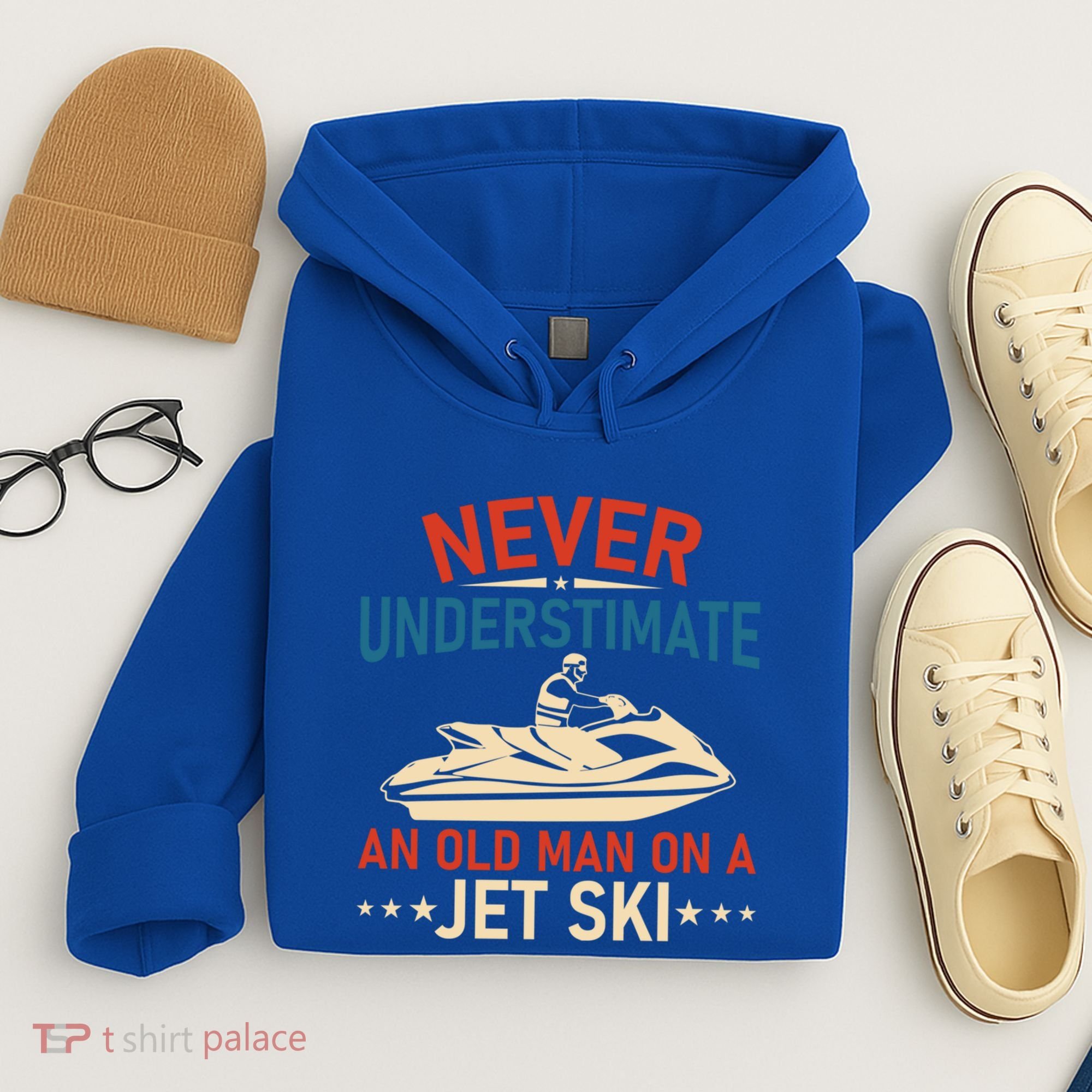 Never Underestimate An Old On A Jet Ski Gift Hoodie