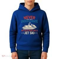 Never Underestimate An Old On A Jet Ski Gift Kids Hoodie thumb 4