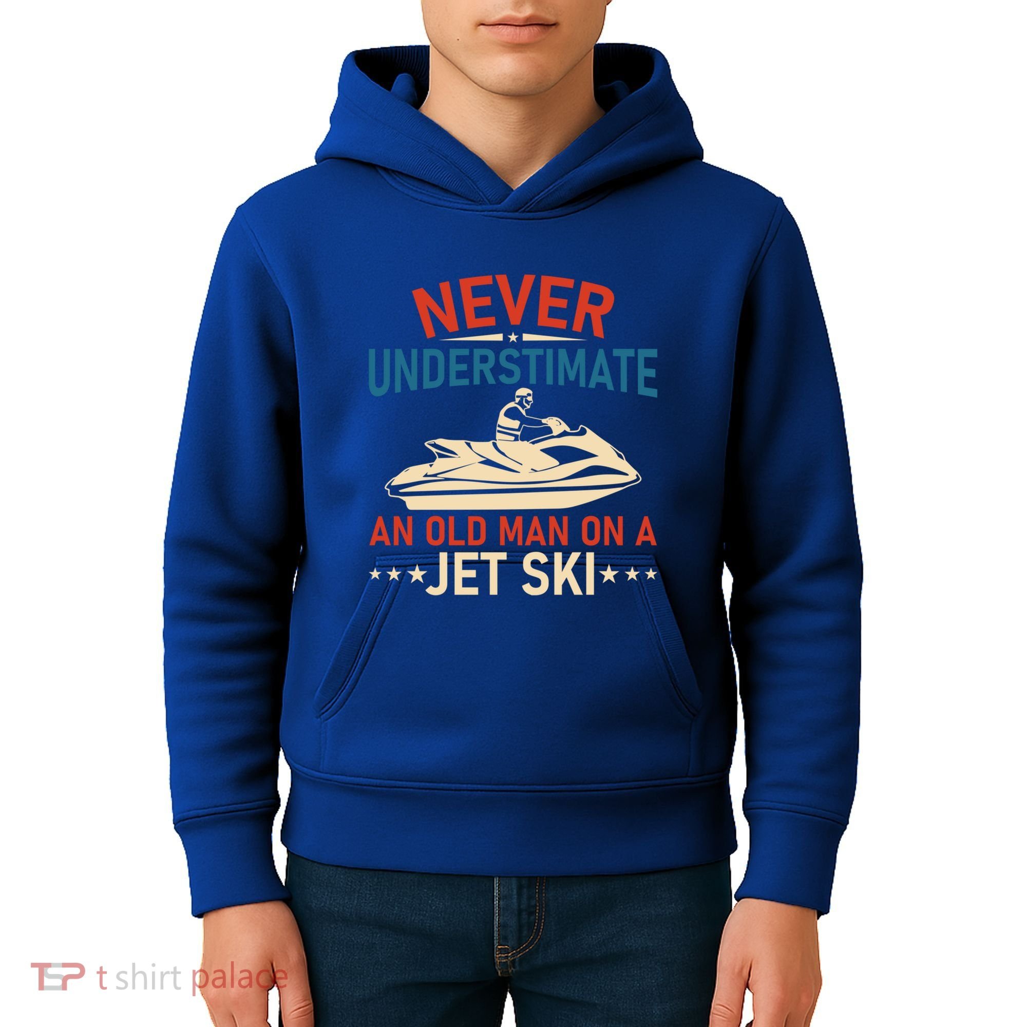 Never Underestimate An Old On A Jet Ski Gift Kids Hoodie