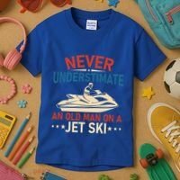 Never Underestimate An Old On A Jet Ski Gift Kids T-Shirt thumb 3