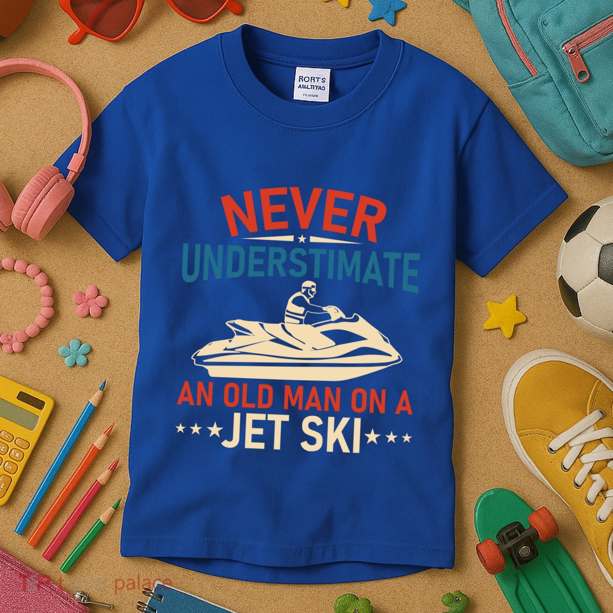 Never Underestimate An Old On A Jet Ski Gift Kids T-Shirt
