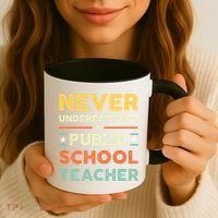 Never Underestimate A Public School Teacher Coffee Mug thumb 3