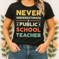 Never Underestimate A Public School Teacher Women's T-Shirt thumb 2