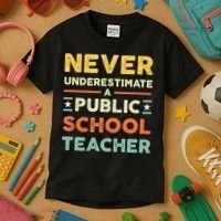 Never Underestimate A Public School Teacher Kids T-Shirt thumb 3