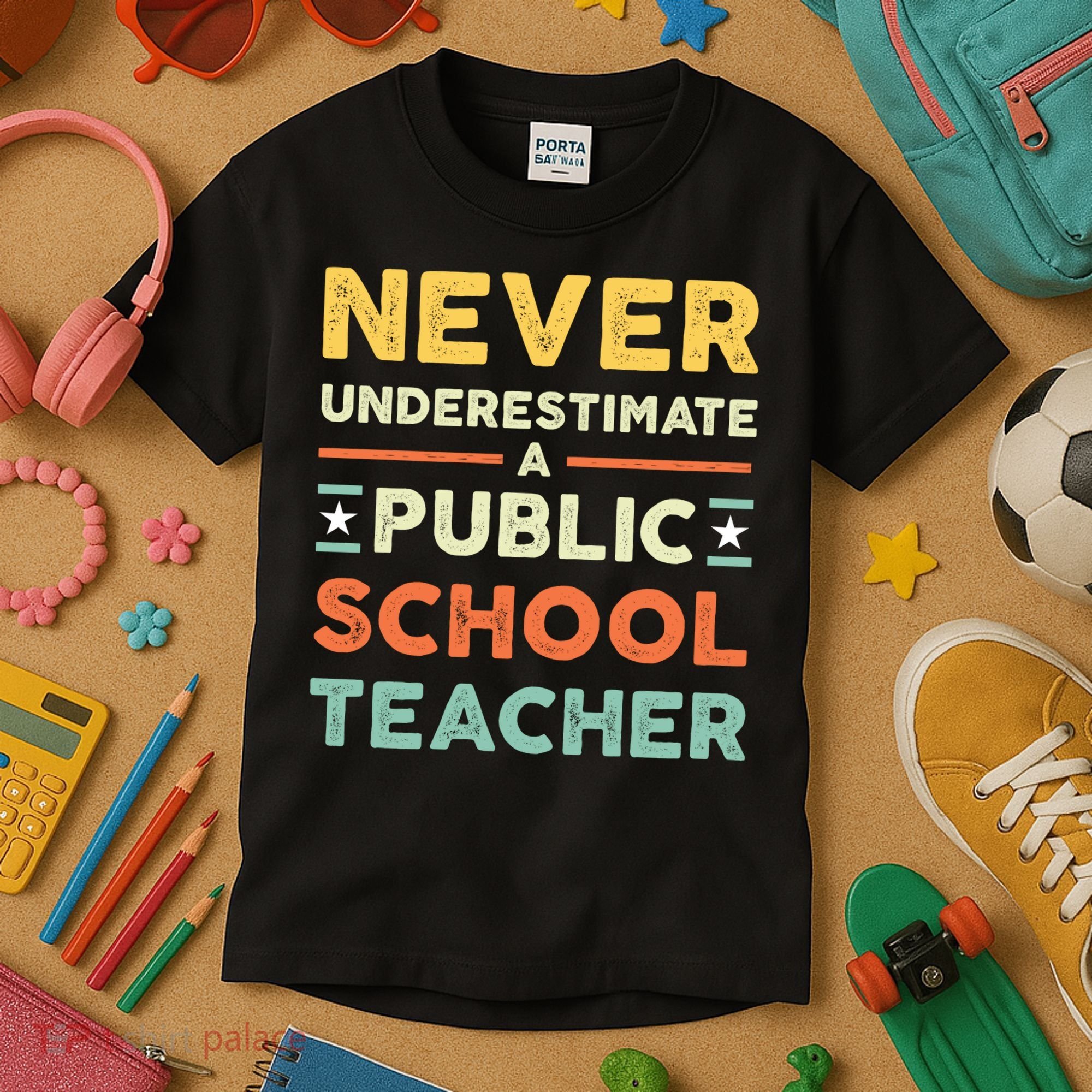 Never Underestimate A Public School Teacher Kids T-Shirt