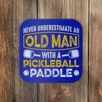 Never Underestimate An Old With A Pickleball Paddle Great Gift Coaster thumb 0