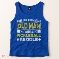 Never Underestimate An Old With A Pickleball Paddle Great Gift Tank Top thumb 2