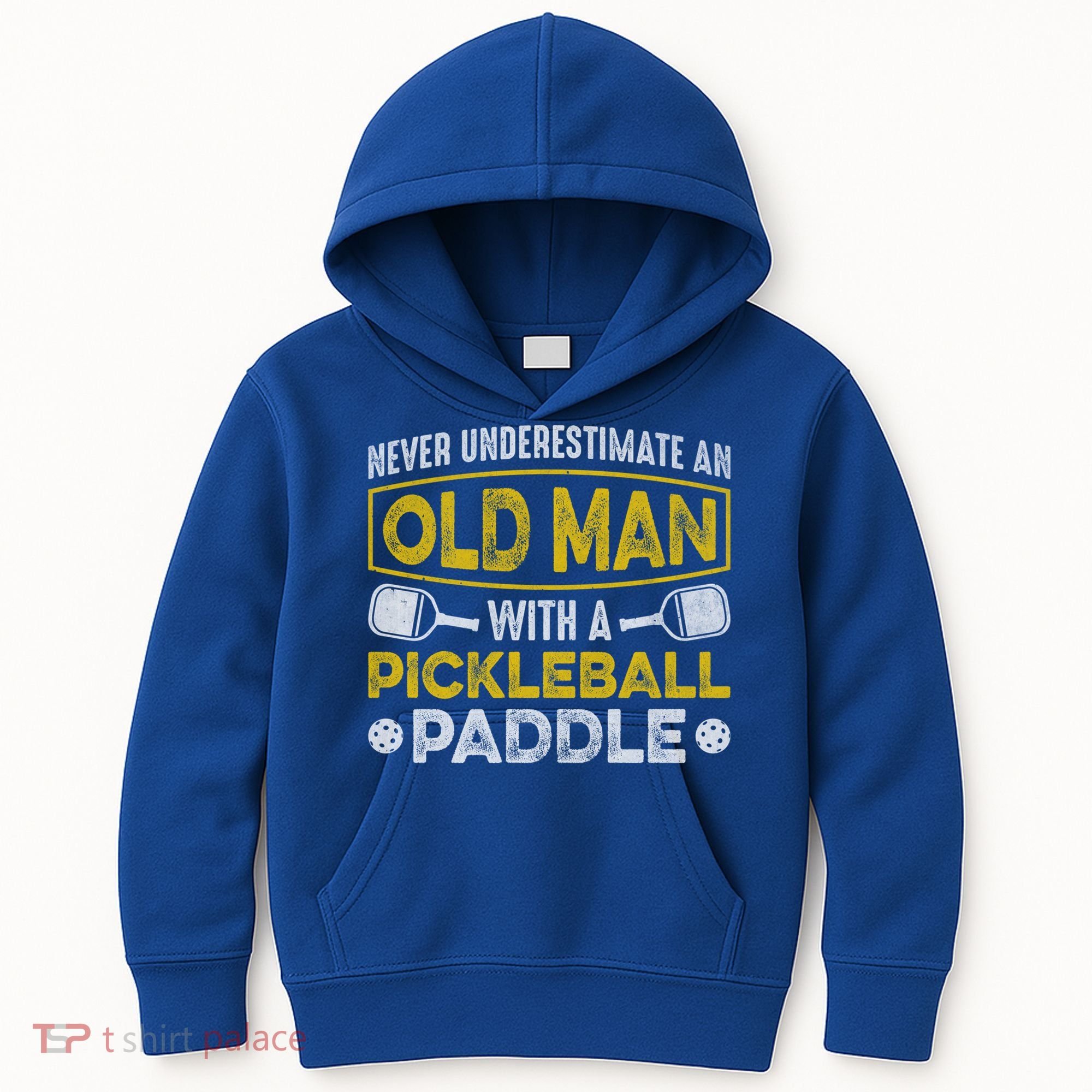 Never Underestimate An Old With A Pickleball Paddle Great Gift Kids Hoodie