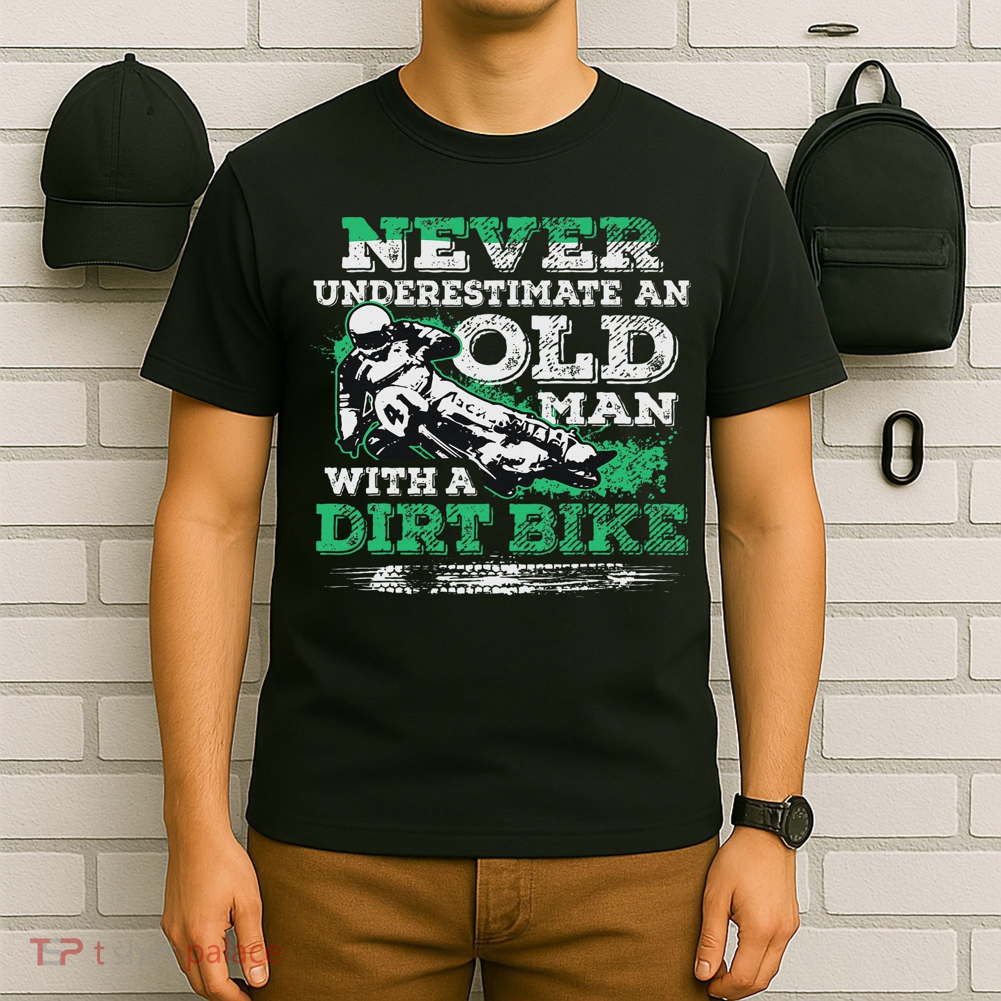Never Underestimate An Old Man With A Dirt Bike Gift T-Shirt