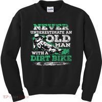 Never Underestimate An Old Man With A Dirt Bike Gift Kids Sweatshirt thumb 0
