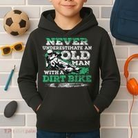 Never Underestimate An Old Man With A Dirt Bike Gift Kids Hoodie thumb 2