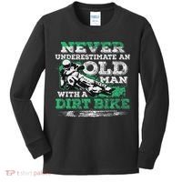 Never Underestimate An Old Man With A Dirt Bike Gift Kids Long Sleeve Shirt thumb 0