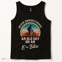 Never Underestimate An Old Guy On An E Bike Biking Tank Top thumb 2