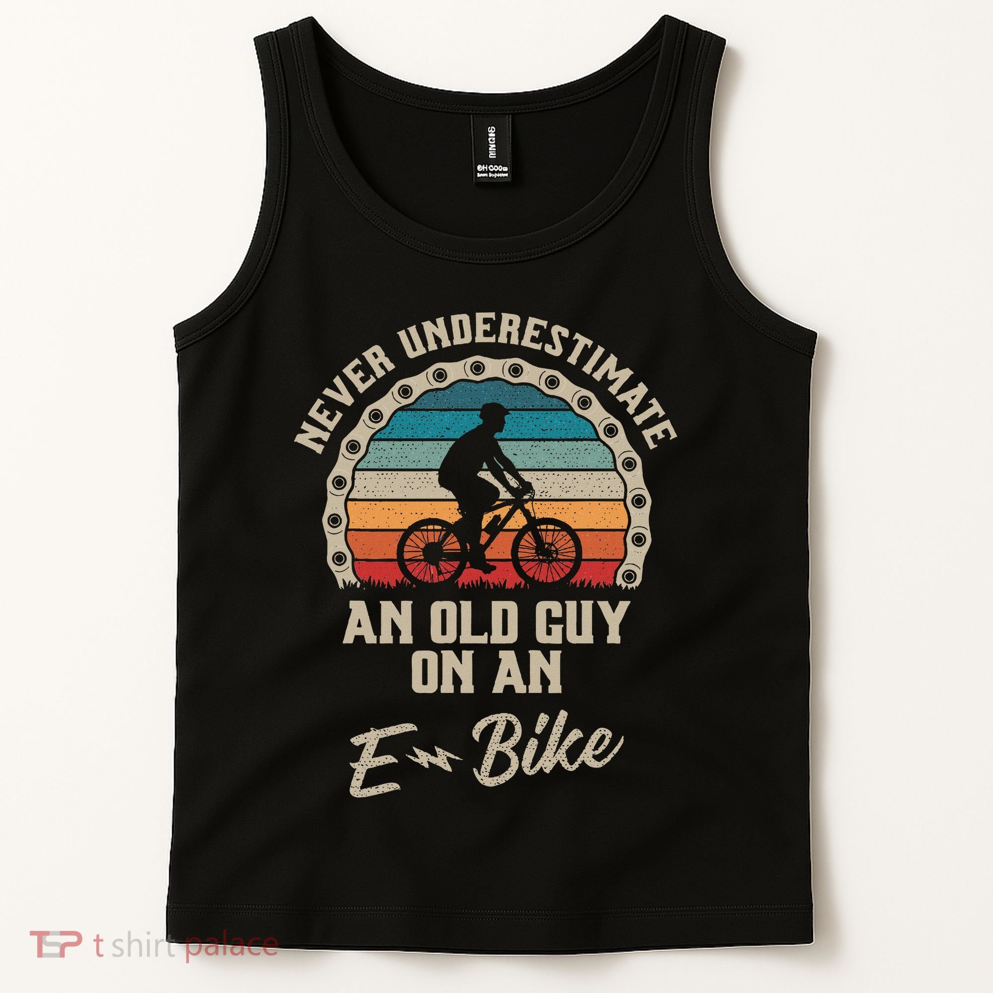 Never Underestimate An Old Guy On An E Bike Biking Tank Top