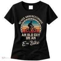 Never Underestimate An Old Guy On An E Bike Biking Women's T-Shirt thumb 0
