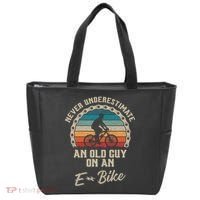 Never Underestimate An Old Guy On An E Bike Biking Tote Bag thumb 0