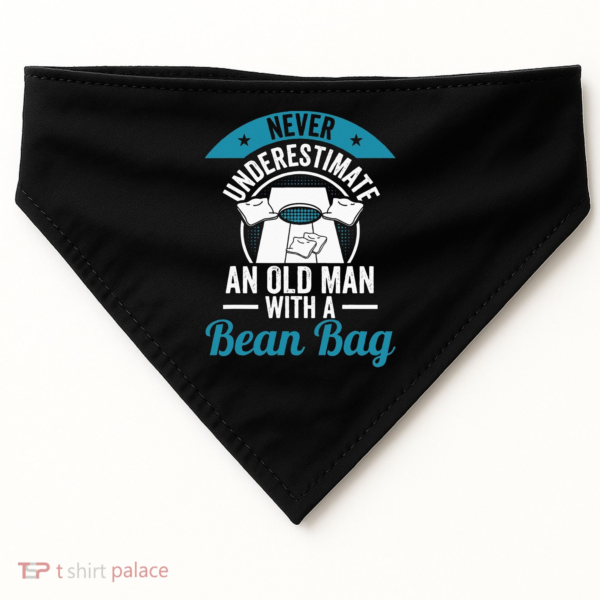 Never Underestimate An Old Man With A Bean Bag Cornhole USA-Made Doggie Bandana