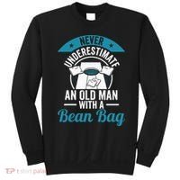 Never Underestimate An Old Man With A Bean Bag Cornhole Sweatshirt thumb 0
