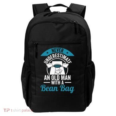 Never Underestimate An Old Man With A Bean Bag Cornhole Backpack