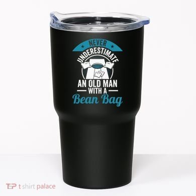 Never Underestimate An Old Man With A Bean Bag Cornhole Tumbler