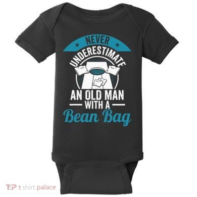 Never Underestimate An Old Man With A Bean Bag Cornhole Baby Bodysuit