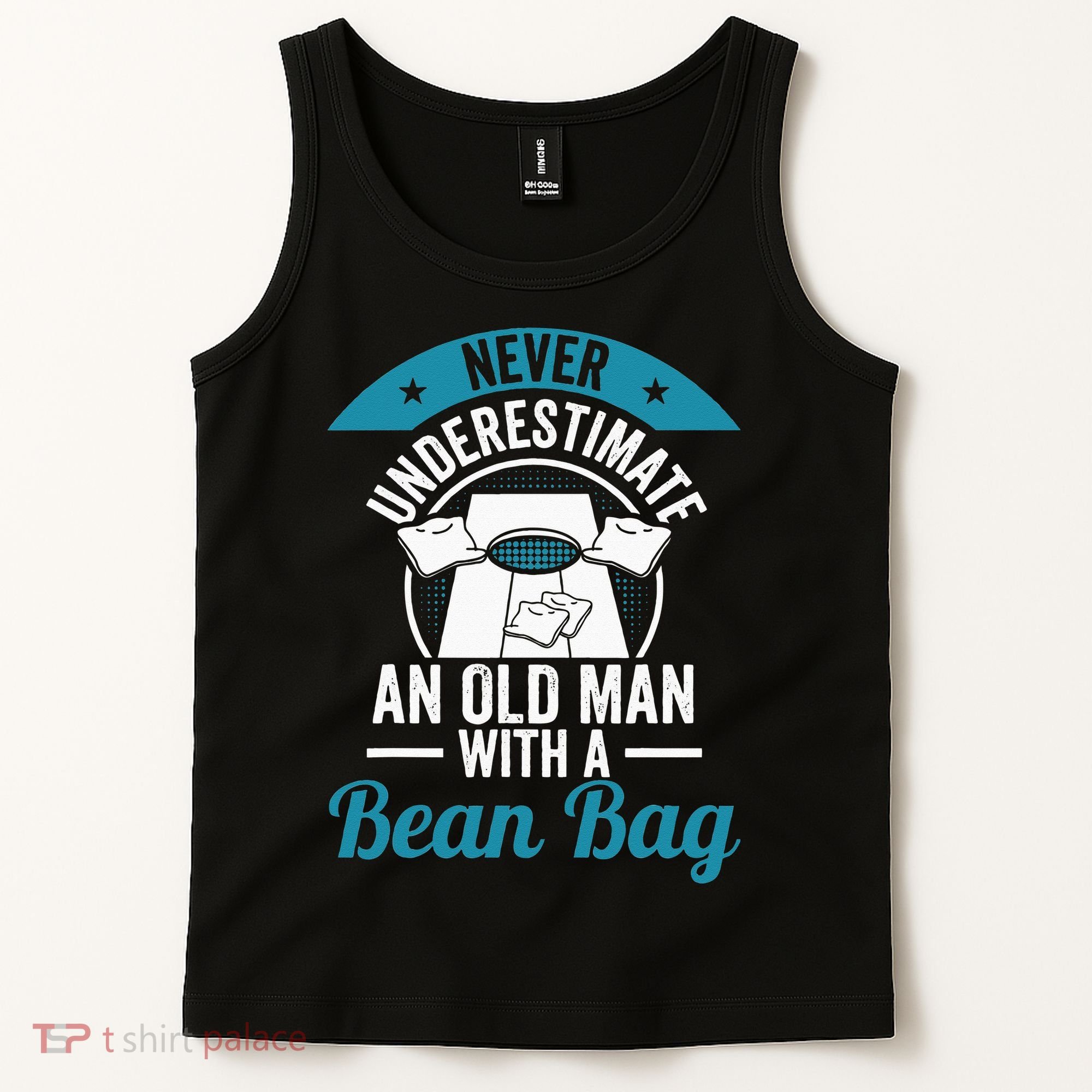 Never Underestimate An Old Man With A Bean Bag Cornhole Tank Top
