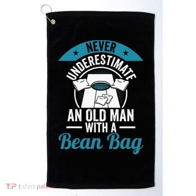 Never Underestimate An Old Man With A Bean Bag Cornhole Golf Towel