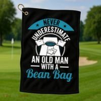 Never Underestimate An Old Man With A Bean Bag Cornhole Golf Towel thumb 1