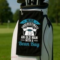 Never Underestimate An Old Man With A Bean Bag Cornhole Golf Towel thumb 2