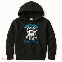Never Underestimate An Old Man With A Bean Bag Cornhole Kids Hoodie thumb 0
