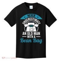 Never Underestimate An Old Man With A Bean Bag Cornhole Kids T-Shirt thumb 0
