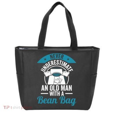 Never Underestimate An Old Man With A Bean Bag Cornhole Tote Bag